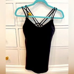 Lululemon, Black Criss Cross Yoga Tank With Built In Bra (Size 6)